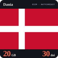 Karta eSIM Internet Dania 20 GB na 30 dni - bez rejestracji
