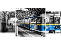 80X40CM ZEGAR POCIĄG OBRAZ DRUK