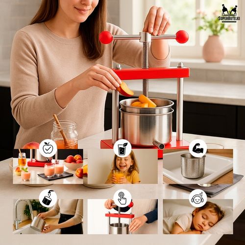 WYCISKARKA PRASA RĘCZNA DO WYCISKANIA OWOCÓW WINA SOKÓW 3L STAL na Arena.pl