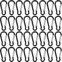 SICOU 50 szt. karabińczyków aluminiowych, czarnych, 49 mm