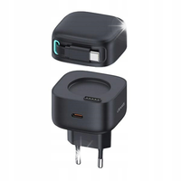 ŁADOWARKA SIECIOWA 1XUSB-C ZE ZWIJANYM KABLEM USB-C PD+QC 35W GAN FAST