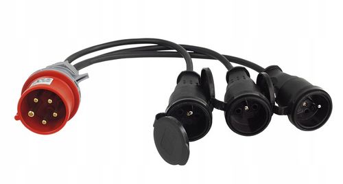 PRZEJŚCIÓWKA Z WTYKU 16A/5 400V NA 3 GNIAZDA 230V na Arena.pl