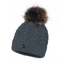 Czapka damska z naturalnym pomponem z lisa