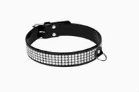 Wiązania-Whips Lakier, Obroża Damska Z Kryształkami, Czarna, 3Cm