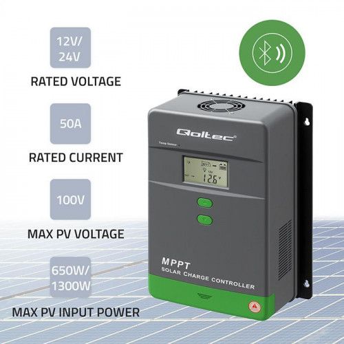 REGULATOR ŁADOWANIA MPPT QOLTEC 50A LCD SOLARNY 12V 24V zdjęcie 8