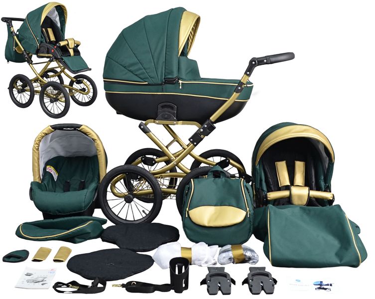 KLASYCZNY Wózek Dziecięcy Fabero Gold 3w1 Gondola Spacerówka Fotelik zdjęcie 4