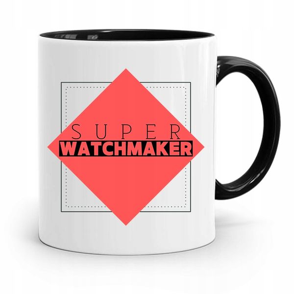 Kubek Czarny Zegarmistrza Super Watchmaker Prezent Z Nadrukiem Ze Zdjęciem zdjęcie 1