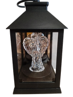 ZNICZ LAMPION LATARENKA LED Z ANIOŁEM BIAŁE ŚWIATŁO WYSOKOŚĆ 18 CM