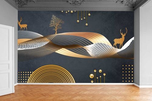 Fototapeta ZŁOTE KULE JELENIE DRZEWO ZWIERZĘTA na Arena.pl