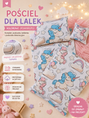 Pościel dla lalki do wózka kołyski 4 elementy jednorożce