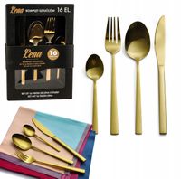 ZESTAW SZTUĆCÓW 16 el komplet sztućce pudełko proste nowoczesne złote