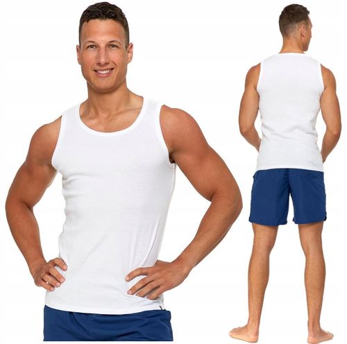 PODKOSZULKA KOSZULKA MĘSKA GŁADKA BIAŁA 100 % BAWEŁNA KLASYCZNA MORAJ - S na Arena.pl