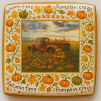 CIASTKO LUKROWANE  AUTUMN N PEACE ROZ.L  KWADRAT AT RĘCZNIE ROBIONE