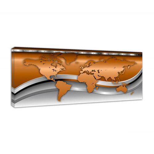 Obraz na płótnie - Canvas, Mapa Świata - brąz 90x30 na Arena.pl