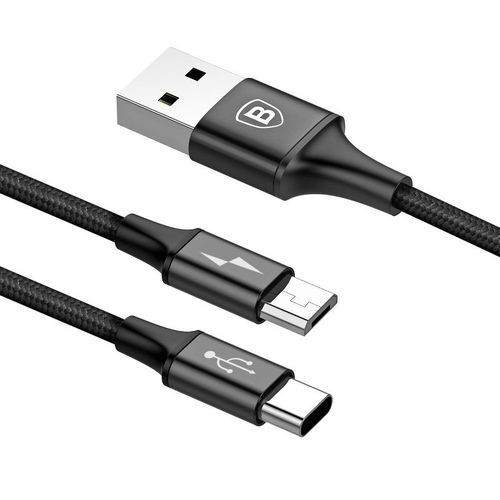 Kabel Usb Baseus Rapid 2W1 Micro + Usb-C 3A 1.2M (Czarny) na Arena.pl