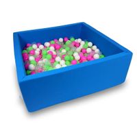 Suchy basen 110x110x40cm niebieski z piłeczkami 600szt (seledynowe, różowe, białe, przezroczyste)