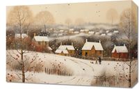 Obraz 60x40cm Wioska Otulona Śniegiem