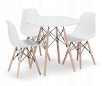 Zestaw stół okrągły TODI 80 biały + 3 krzesła OSAKA białe