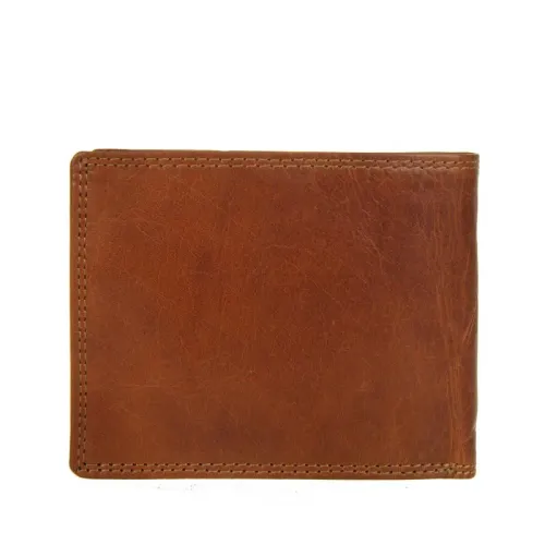 portfel męski brązowy poziomy ze znakiem zodiaku na Arena.pl