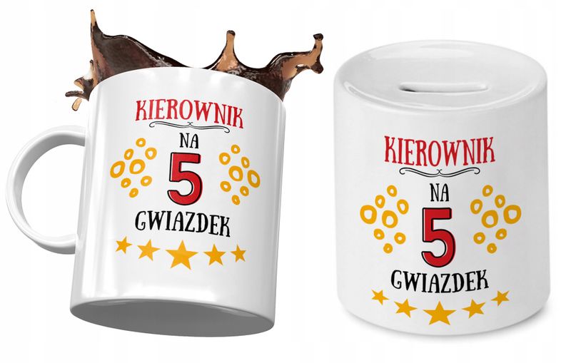 Dla Kierownika Zestaw Kubek + Skarbonka Na Prezent Z Nadrukiem Ze Zdjęciem zdjęcie 1
