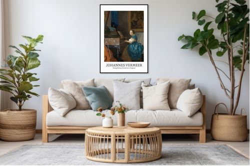 Plakat 20x30cm Design Seated at a Virginal, Vermeer Vintage do Salonu na Arena.pl