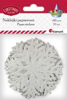naklejki papierowe płatek śniegu srebrny 8cm 24 szt titanum