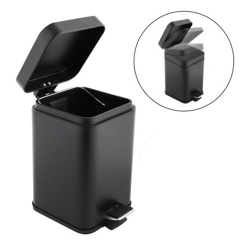 Zestaw łazienkowy stojak z uchwytem  na papier kosz na śmieci 3L czarny mat na Arena.pl