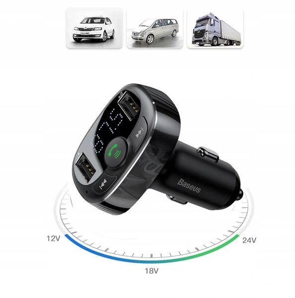 Baseus Transmiter Fm Bluetooth Ładowarka Mp3 2Xusb zdjęcie 7