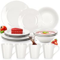 Zestaw Obiadowy Komplet Serwis Talerz Obiadowy Płytki Głęboki Deserowy 16el