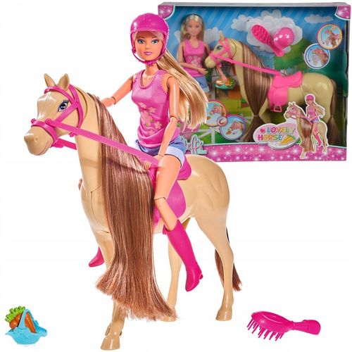 DUŻY ZESTAW LALKA STEFFI DŻOKIEJKA KOŃ PORUSZAJĄCY GŁOWĄ JAZDA KONNA AKCES. na Arena.pl