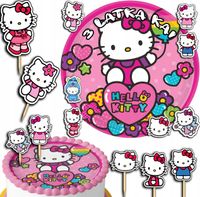 ZESTAW OPŁATEK NA TORT 20CM + TOPPERY PAPIEROWE - KITTY KOTEK 15CM 18CM