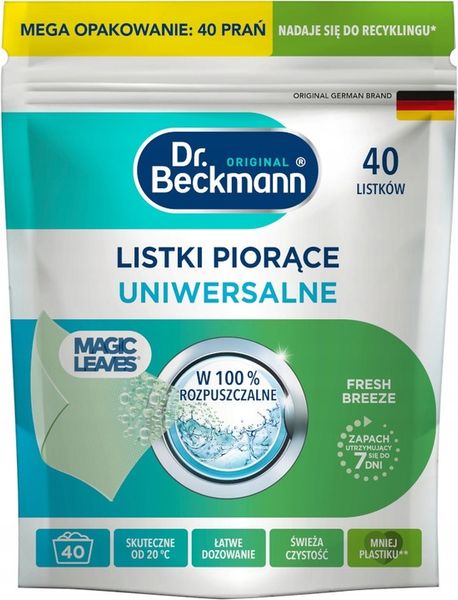Dr. Beckmann MAGIC LEAVES Chusteczki Listki Piorące do Prania zdjęcie 3