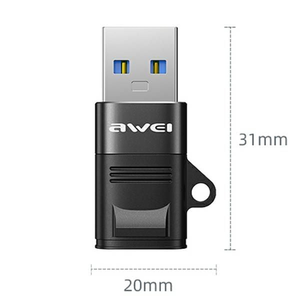 awei adapter cl-13 usb-c/usb-aczarny/black zdjęcie 2
