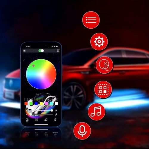PODŚWIETLENIE PODWOZIA LED RGB LAMPKI POD SAMOCHÓD AUTO 8szt + PILOT APPka na Arena.pl