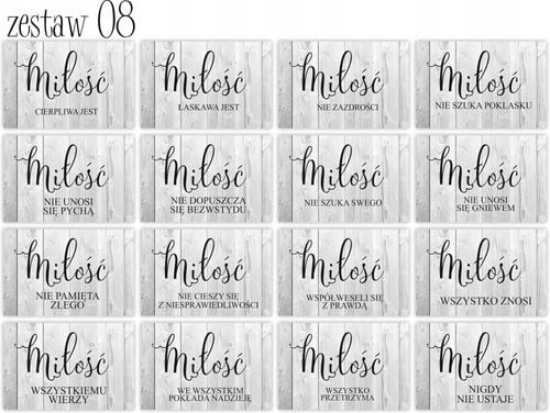 HYMN O MIŁOŚCI tabliczki 16 szt 20x30cm weselne na Arena.pl