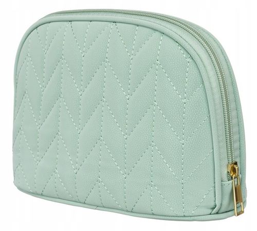 praktyczna kosmetyczka damska w kolorze zielonym pokryta jodełkowym wzorem na Arena.pl