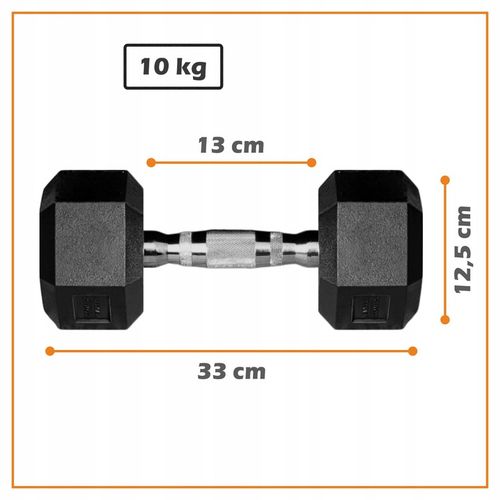 HANTLA HEX - HANTLE ŻELIWNE STALOWE GUMOWANE - 10 kg - PROFESJONALNE na Arena.pl