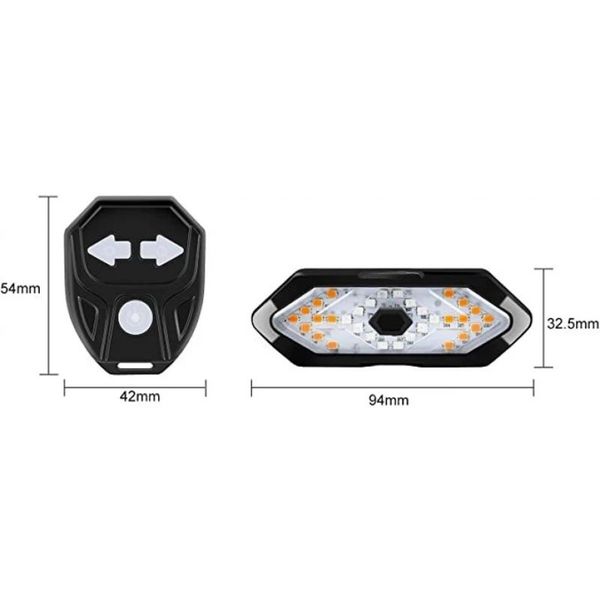 Lampka rowerowa kierunki + światło czerwone, USB z pilotem zdjęcie 13
