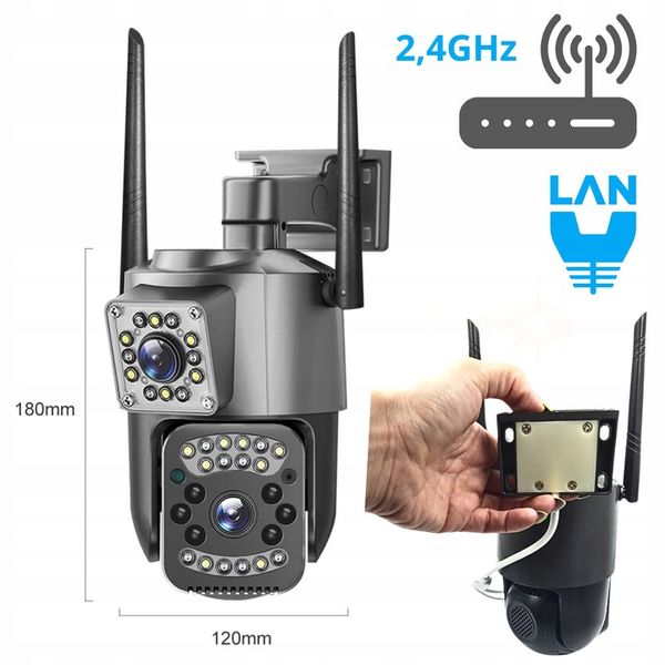 PODWÓJNA KAMERA WIFI IP ZEWNĘTRZNA OBROTOWA 2K ŚLEDZENIE 4MPX DOŚWIETLENIE zdjęcie 8