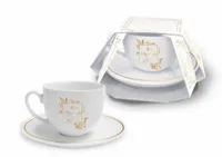 Filiżanka z ozdobionym spodkiem dla Chrzestnego Prezent na Komunię