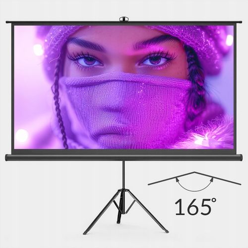 Ekran projekcyjny przenosny 84 cali 16:9 zwijany FULL HD 4K+GRATIS na Arena.pl