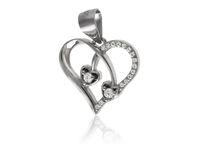 RODOWANY SREBRNY WISIOREK SERCE BIAŁE CYRKONIE