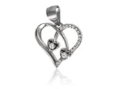 RODOWANY SREBRNY WISIOREK SERCE BIAŁE CYRKONIE