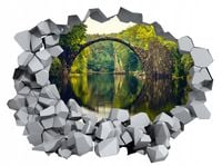 Naklejka samoprzylepna 3D efekt rzeka stary most
