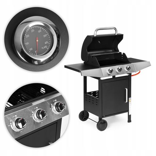 Grill gazowy ogrodowy 10.2 kW duży ruszt 3 palniki termometr reduktor Multi na Arena.pl