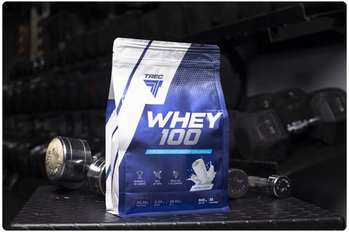PYSZNE BIAŁKO WPC Trec Whey 100 900g PROTEINY NA MASĘ MIĘŚNIE DO TRENINGU na Arena.pl