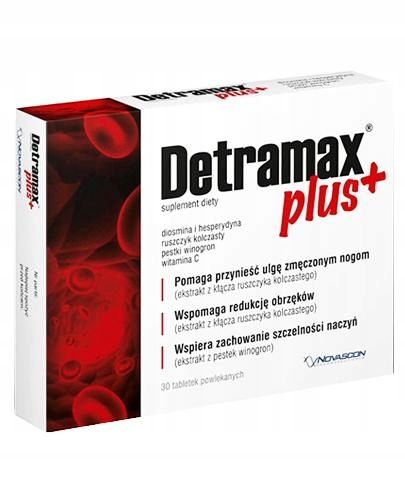 DETRAMAX PLUS WSPOMAGA REDUKCJĘ OBRZĘKÓW 60 TABLETEK zdjęcie 1