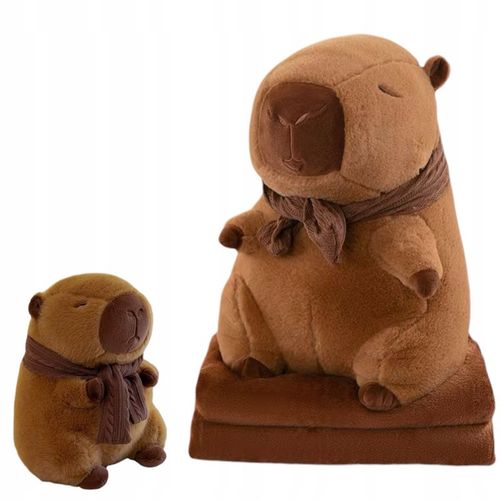 MASKOTKA KAPIBARA Z SZALIKIEM DUŻY PLUSZAK Z KOCYKIEM PODUSZKA 3W1 40 CM na Arena.pl