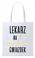 Dla Doktora Lekarza Torba Eco Biała Shopper Z Nadrukiem Ze Zdjęciem
