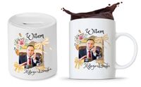 Zestaw Andrzej Duda Pis Prezent Kubek + Skarbonka Z Nadrukiem Ze Zdjęciem